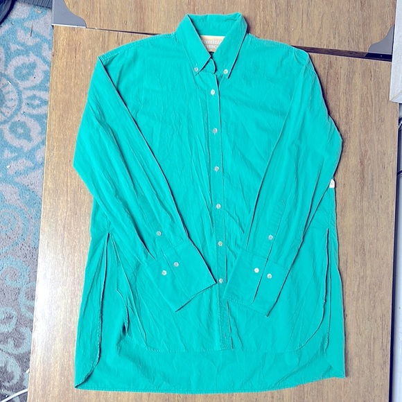 Araminta James euc Anthropologie teal blue seafoam green button down blouse top - Picture 1 of 7